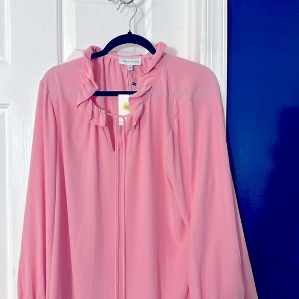 NWT Women’s Gibson Latimer Pink Long Sleeve Tunic Blouse Women Size XXL - Picture 2 of 8